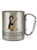 Mr. & Mrs. Panda Edelstahlbecher Pinguin Angler mit Spruch in Silber