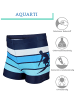 Aquarti Jungen Badehose Gestreift mit Motiven in hellblau