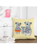 Mr. & Mrs. Panda Zierkissen Koala Familie ohne Spruch in Gelb Pastell