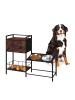 relaxdays Hunde-Futterstation "Industrial" in Braun/ Schwarz - (B)90 x (H)76 x (T)27 cm