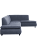 58 aufm Kessel ECKSOFA mit Ottomane rechts Kaye Flachgewebe blau