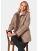 GOLDNER Kuschelige Longjacke in Lederoptik in milchkaffee