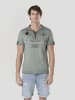 KOROSHI Henley cotton print-emb washed t-shirt in khaki