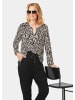 GOLDNER Elegantes Blusenshirt mit V-Ausschnitt in sand / schwarz / gemustert