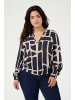 KAFFE curve Langarm-Bluse KCdiana Regular fit in Midnight/Feather G Brick Print