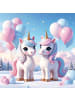 NOTIQUE Wandkalender 2027 6-sprachig in Happy Unicorns - 30 x 30 cm