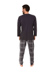 NORMANN Schlafanzug langarm Pyjama mit karierter Jersey Hose in anthrazit