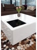 SalesFever Couchtisch mit Schwarzglas - Quadratischer Designertisch mit Glasdetail in Weiß