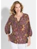 GOLDNER Kurzgröße:  Blusenshirt Moderne Viskosetunika, Allover-Print in orange / schwarz / gemustert