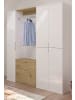 Inn.Furn Garderobenschrank weiß Hochglanz, Eiche 152 cm, Komplettset mit viel Stauraum