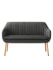 home24 home24 Küchensofa aus Webstoff und massivem Eichenholz im skandinavischen Stil in Dunkelgrau