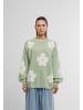Cloud5ive Cloud5ive Cloud 5ive Crewneck Knit Sweater with Flowers in mint/white