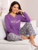 Sieh an! Schlafanzug in lila-steingrau-bedruckt
