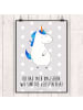 Mr. & Mrs. Panda Poster Einhorn Mann mit Spruch in Grau Pastell