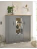 Furn.Design Highboard grau, Artisan Eiche Landhaus 138 cm, Vitrine mit 11 Fächern