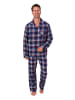 NORMANN Lange Flanell Schlafanzug Pyjama kariert - 88144 in rot