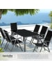 tectake Aluminium Sitzgruppe Ercolano, Tisch mit Sicherheitsglasplatten und Ausgleichssc