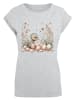 F4NT4STIC Extended Shoulder T-Shirt Ente Ostereier Blumen Küken in grau meliert