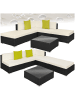 tectake Rattan Sitzgruppe mit Sicherheitsglasplatte, 2 extra Kissen