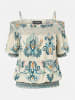 KOROSHI Off-the-shoulder-Bluse mit ethnischem Muster in bunt
