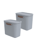Rotho 2er-Set Kiste mit Deckel Maloja 25l in Misty blau