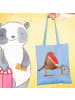 Mr. & Mrs. Panda Shopping Tasche Rotkehlchen Schlitten ohne Spruch in Sky Blue