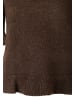 More & More kurzer, femininer Halbarmpullover, Rüschen in espresso brown