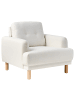 Beliani Sessel TUVE in Weiß/Heller Holzfarbton - (W) 88 x (H) 85 x (L) 90 cm