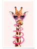 Juniqe Poster "Thirsty Giraffe" in Braun & Rosa