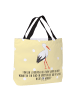 Mr. & Mrs. Panda Tasche Storch mit Spruch in Gelb Pastell