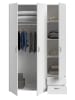 Parisot Kleiderschrank weiß 120 cm 3-türig, Drehtürenschrank