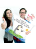 Mr. & Mrs. Panda Dekokissen Pinguin Surfer mit Spruch in Weiß