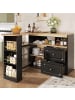 ABRIHOME Bartisch mit 2 Schubladen in Schwarz - drehbarer Sideboardschrank mit Regalen 