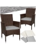 tectake 2er Set Rattanstuhl Nantes 59 x 57 x 85 cm, braun/beige