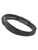 Adeliás Unisex Armband – Lederarmband aus Leder mit Tigerauge 23 cm in schwarz