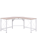 HOMCOM Eckschreibtisch-L150 x B150 x H76 cm-Natur + Weiß