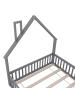 ABRIHOME Polsterbett in Grau 140x200 cm mit Schornsteinform und Lattenrost