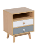 Beliani Nachttisch FARGO in Braun/Grau/Weiß - (W) 40 x (H) 48 x (L) 30 cm
