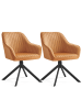 SONGMICS 2er-Set: Esszimmerstuhl Tyra in Braun-Schwarz - (B)60 x (H)81.5 x (T)58 cm