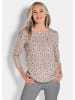 GOLDNER Kurzgröße:  Jerseyshirt Halbarm Viskoseshirt im Allover-Design in beige / gemustert