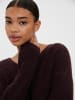 Vero Moda Strickpullover V-Ausschnitt Langarm Sweater VMCREWLEFILE in Weinrot