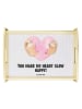 Mr. & Mrs. Panda Servier Tablett Faultiere Herz mit Spruch in Grau Pastell