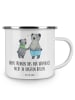 Mr. & Mrs. Panda Emaille Tasse Trennung von den Eltern mit Spruch in Weiß