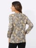 Sieh an! Langarmshirt in ecru-anthrazit-bedruckt