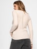SASSYCLASSY Geripptes Lamgarmshirt mit Stehkragen in Beige