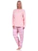 NORMANN Pyjama langarm Schlafanzug Karohose und Knopfleiste am Hals in rosa