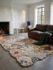 KADIMA DESIGN Teppich Wolle Handgetuftet CHAR Shaped Botanisch Floral Wohnzimmer in Hellrosa