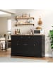 ABRIHOME Multifunktions Sideboard 138 cm mit Stauraum & Kippschutz in Schwarz