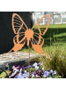 UNUS Gartenstecker Rost Schmetterling mit Wackelfeder in Braun