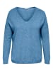 ONLY Carmakoma Strick Pullover Langarm V-Neck CARMARGARETA in Blau